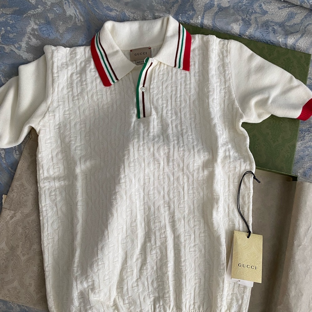 Gucci cream shirt. Wore once. Come with box and tags